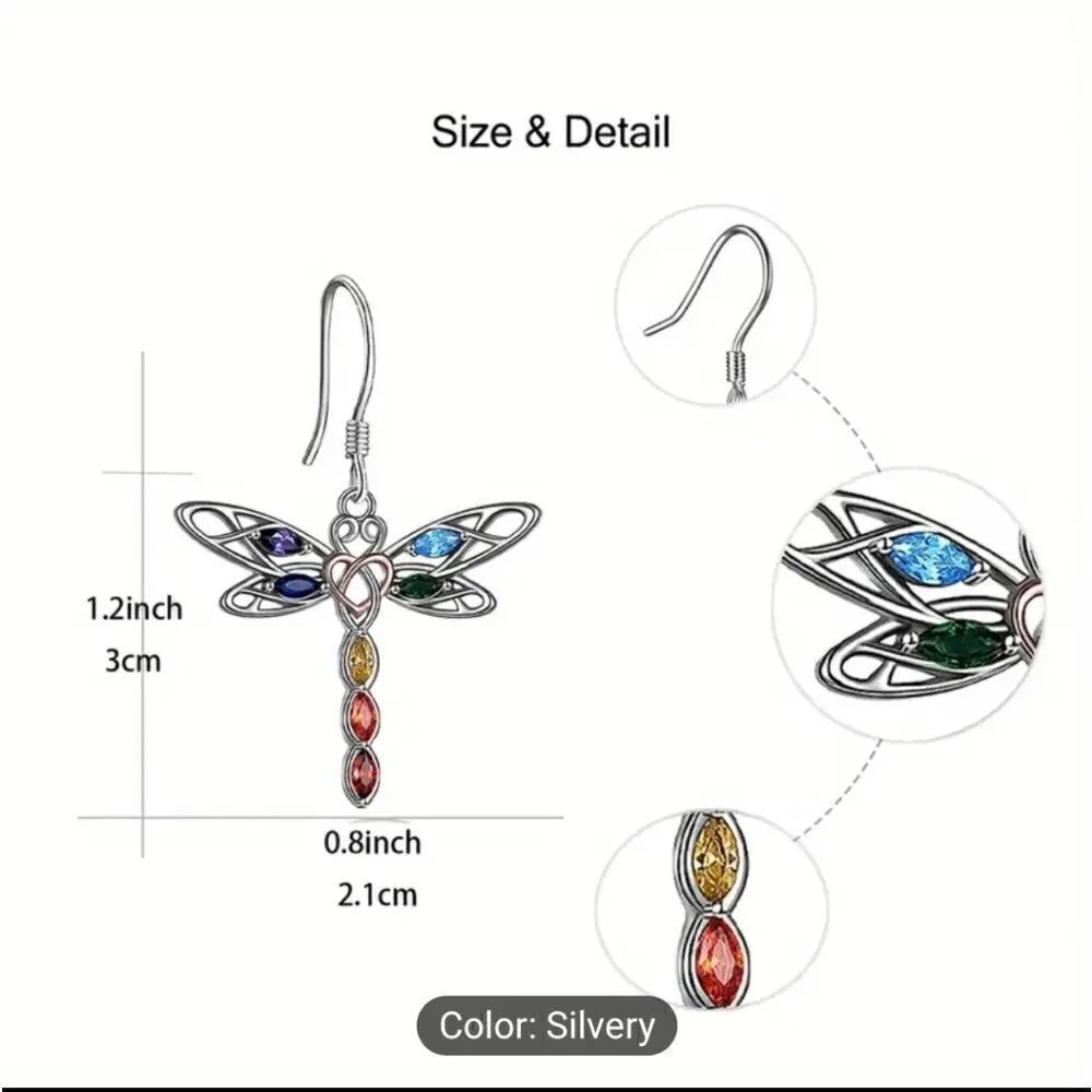 Dragonfly earrings dangle - Picture 3 of 5